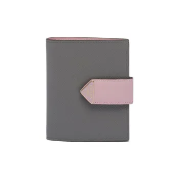 PRADA Saffiano Leather Wallet Small Size Women's Slate Gray/Pink