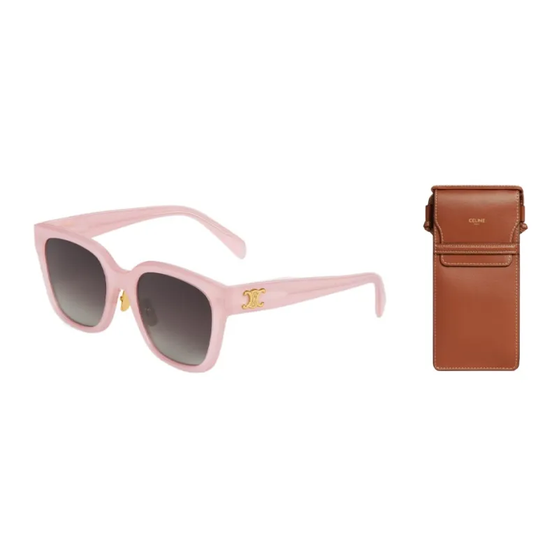 CELINE Plate Frame Square Sunglasses Unisex Ivory Pink-8
