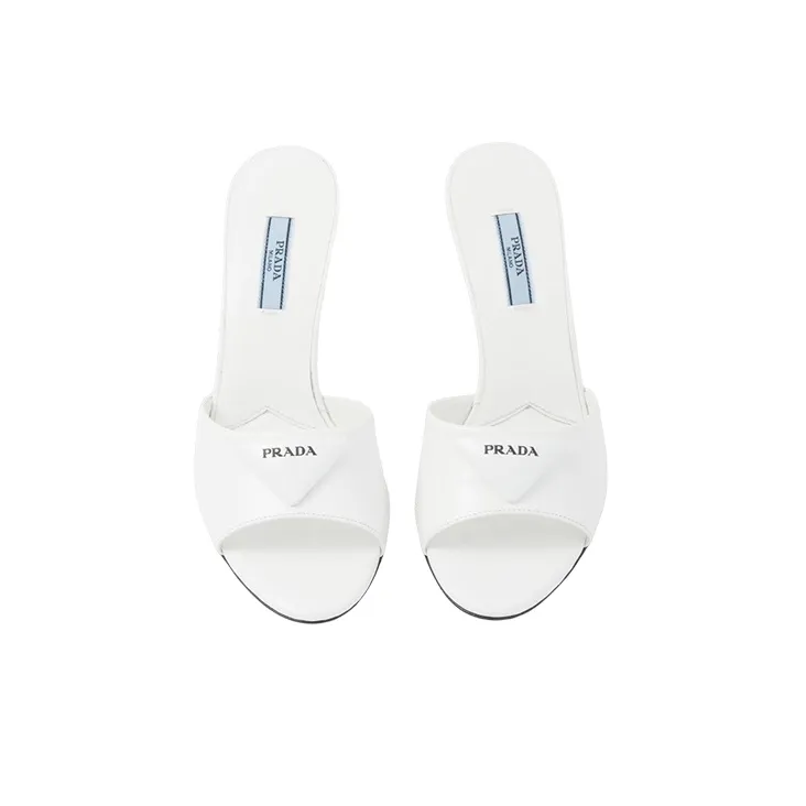 PRADA 75mm Brushed Leather Mules-2