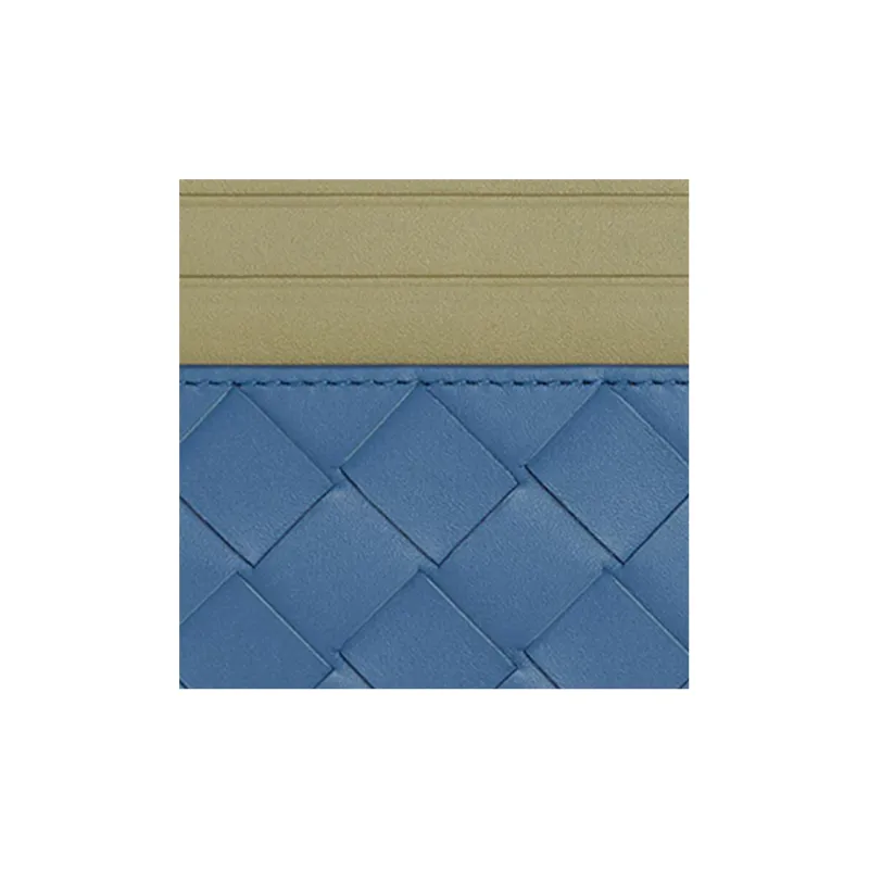 Bottega Veneta Calfskin Card Clip Card Holder Men's Blue/Slate Gray-3