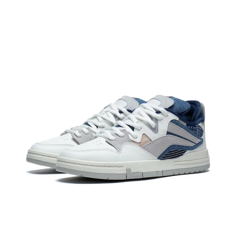 LiNing Wei Wu PRO Anti Slip Wear Resistant Low Top Skateboard Shoes Men's White Gray Blue Story Version-2
