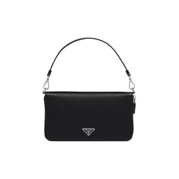 PRADA Saffiano Leather Handbag Wallet Men's Black