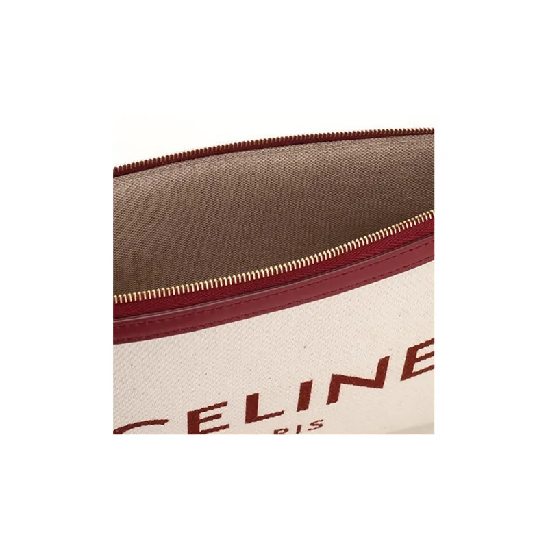 CELINE Fabric With Cow Leather Clutch Small Size Women's Red-3