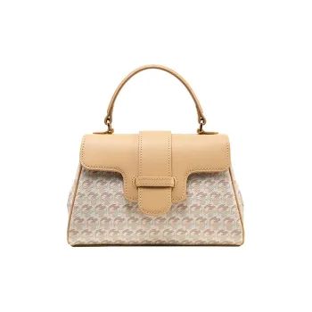 VANESSA HOGAN Monogram Cow Leather Shoulder Bag Crossbody Bag Handbag Medium Size Women's Milk Tea