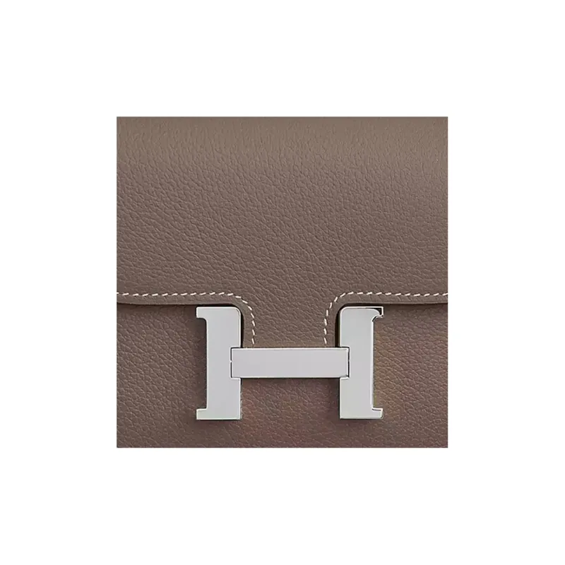 HERMES Constance Slim Evercolor Calfskin Wallets Card Holders Fanny Pack 18 Women's 18 Etoupe Elephant Gray-3