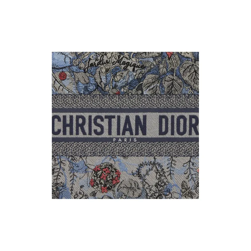 DIOR BookTote Embroidered Denim Tote Bag Shopping Bag Handbag Medium Size Women's Multicolor-4