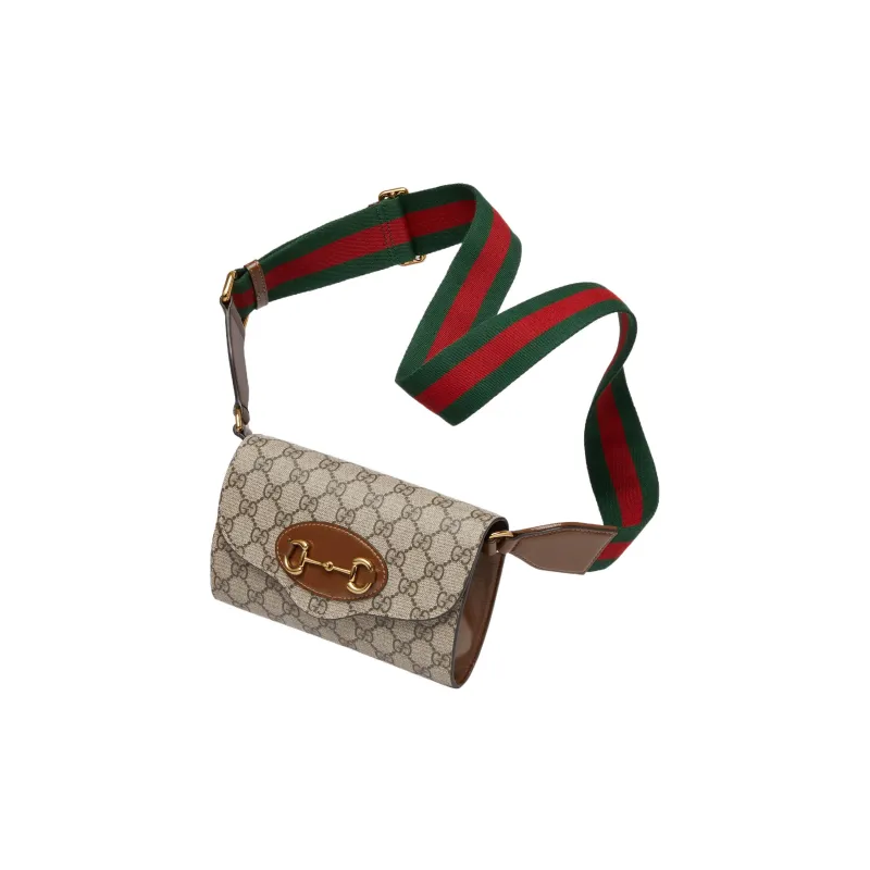GUCCI Horsebit 1955 Canvas With Leather Crossbody Bag Shoulder Bag Women's Ebony-2