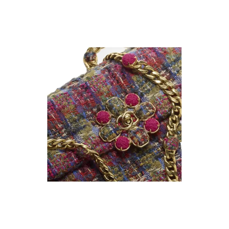 CHANEL 22K Autumn And Winter Wool Twill Soft Woolen Flap Bag, Shoulder Bag, Crossbody Bag Trumpets Women's Multicolor-2