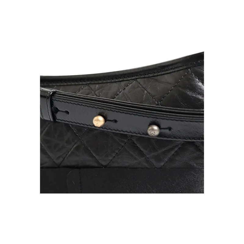 CHANEL Smooth Calf Leather Hobo Bag, Shoulder Bag, Crossbody Bag Medium Size Women's Black-5