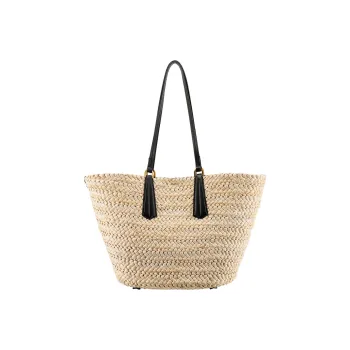 MaxMara Raffia With Leather Handbag Shoulder Bag Women's Light Umber