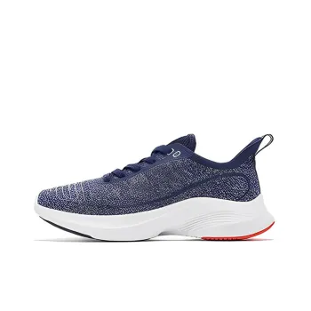 QIAODAN Cushioning Anti Slip And Wear Resistant Low Top Running Shoes Men's Serene Blue Dutch Orange