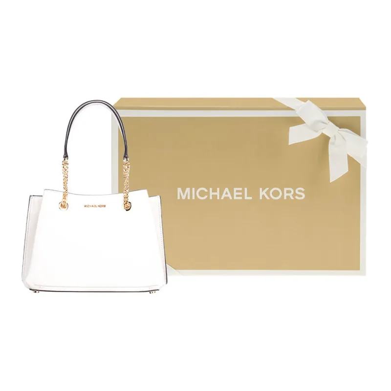 MICHAEL KORS Teagen Cow Leather Handbag, Shoulder Bag Women's Milk White-8