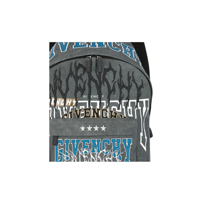 GIVENCHY Fabric Cow Leather Patchwork Backpack Men's Gray-3