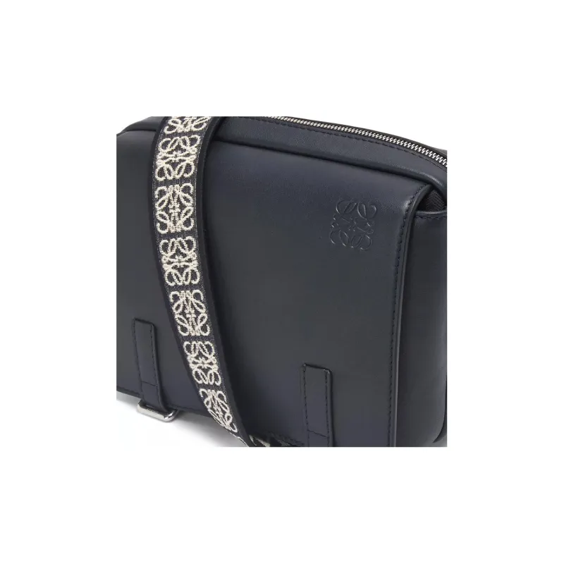 LOEWE Military Messenger Bag In Soft Grained Calfskin And Jacquard Xs Deep Navy-2