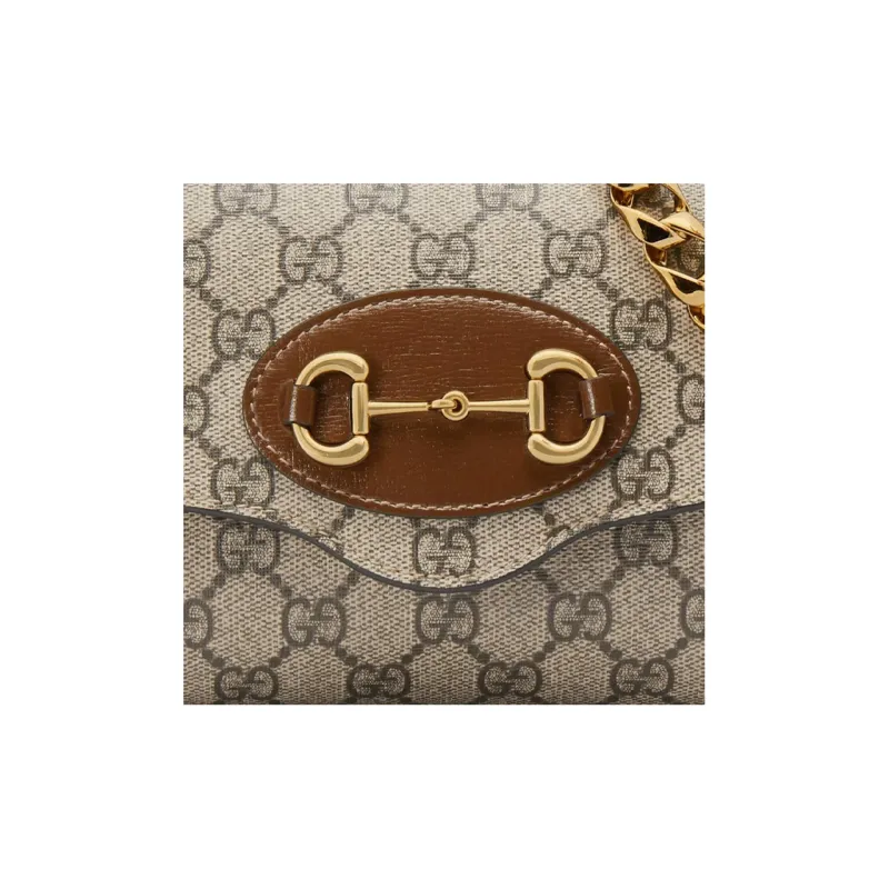 GUCCI Horsebit 1955 Canvas With Leather Crossbody Bag Shoulder Bag Women's Ebony-9
