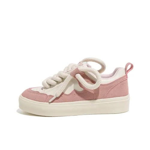 HUANQIU Low Top Skateboard Shoes Women's Beige Pink