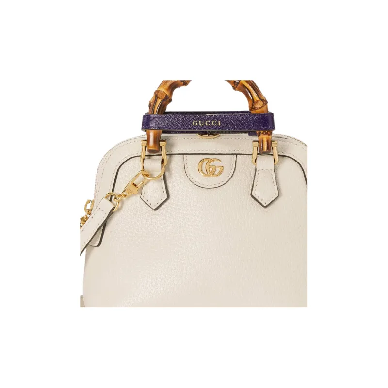 GUCCI Diana Leather Shoulder Bag Crossbody Bag Handbag Mini Women's White-10