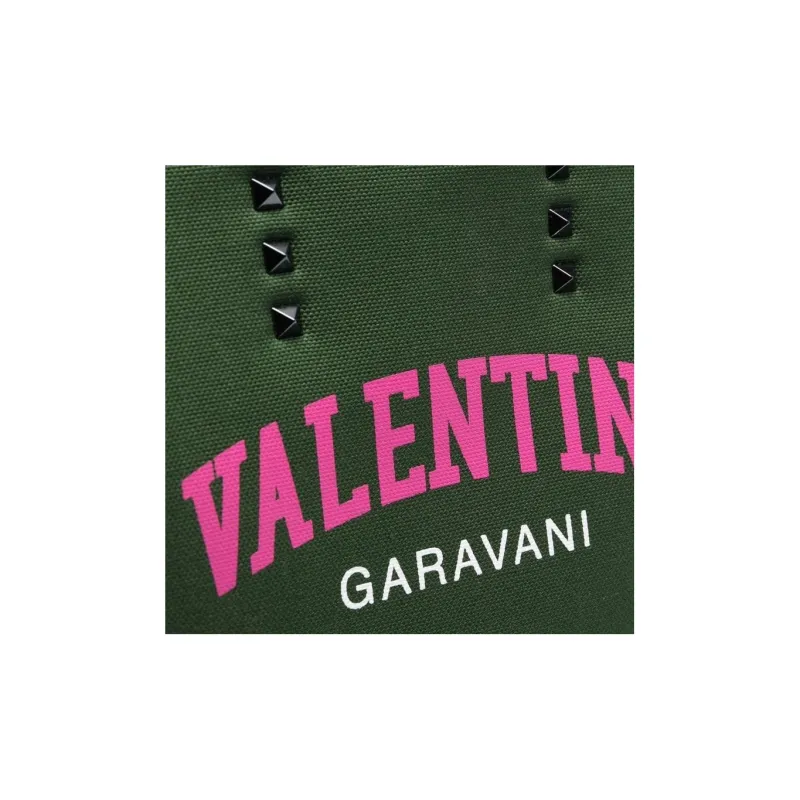 Valentino Canvas Tote Bag Shopping Bag Tote Bag Canvas Bag Handbag Medium Size Men's Green-5