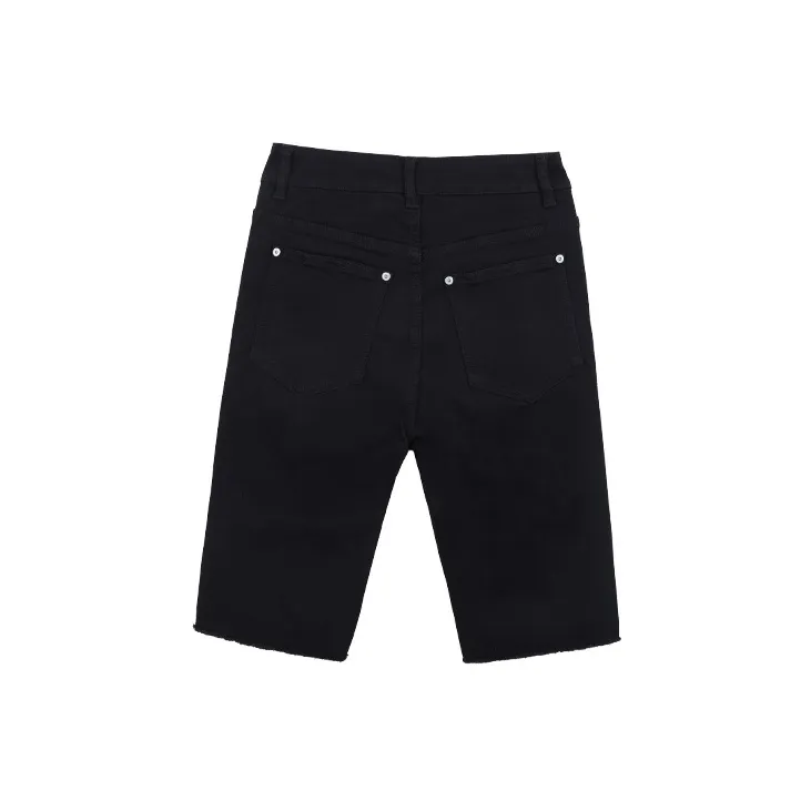 LALABOBO Denim Shorts Women's Black Denim-1