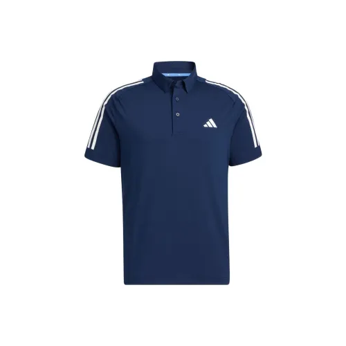 Adidas Polo Shirts Men Preppy Navy Blue