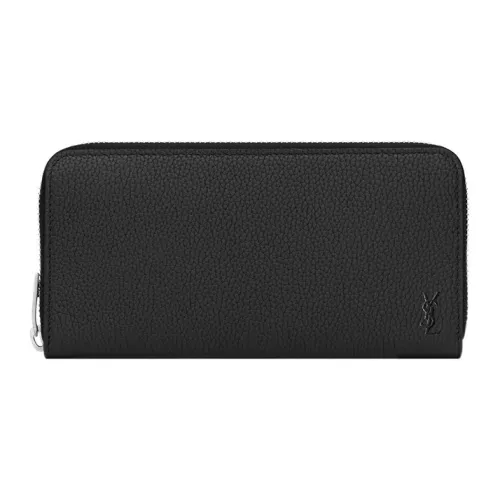 SAINT LAURENT CASSANDRE Grained Calfskin Wallet Men's Black