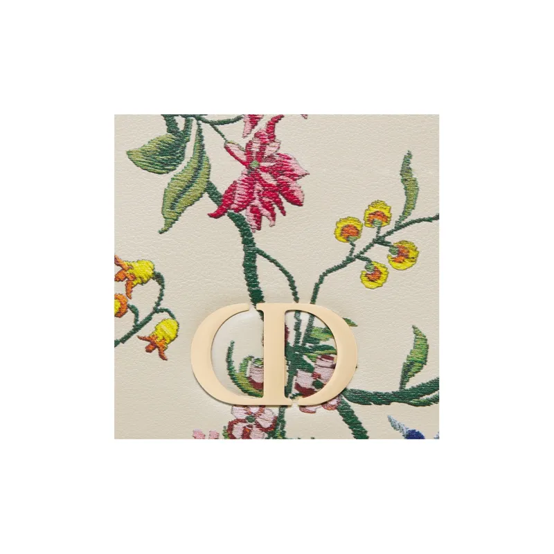 DIOR Caro Calfskin Wallet Women's White/Multicolor-4
