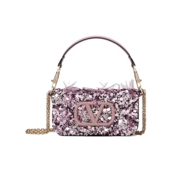 Valentino Locò 3D Embroidery Shoulder Bag Crossbody Bag Handbag Mini Women's Pink
