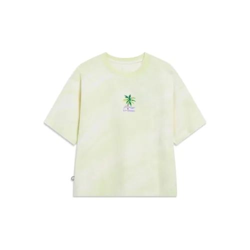 LINING Sports Life Collection T-Shirts Women's Light Fruit Green All Over Print