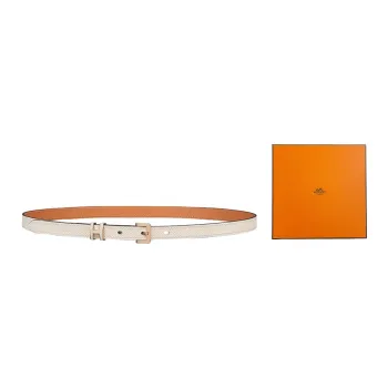 HERMES Leather Belts Women's Milk White Box