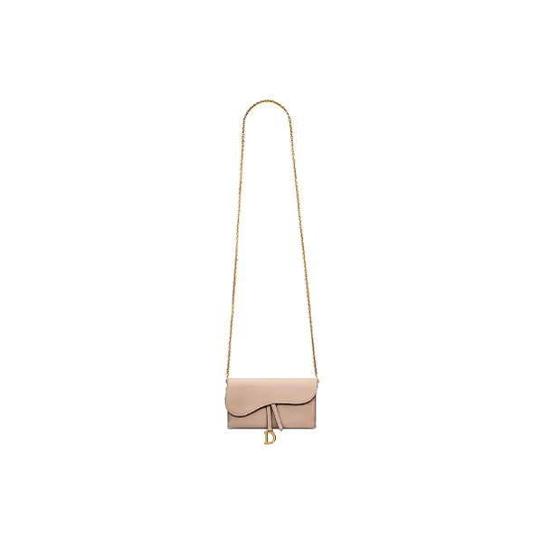 DIOR Saddle Goatskin Saddle Bag Shoulder Bag Crossbody Bag Wallet Women's Sand Pink-1