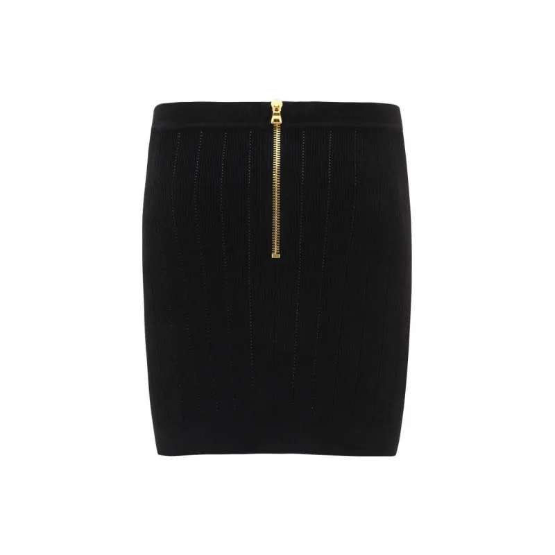 BALMAIN Button Embellished Knitted Mini Skirt-1