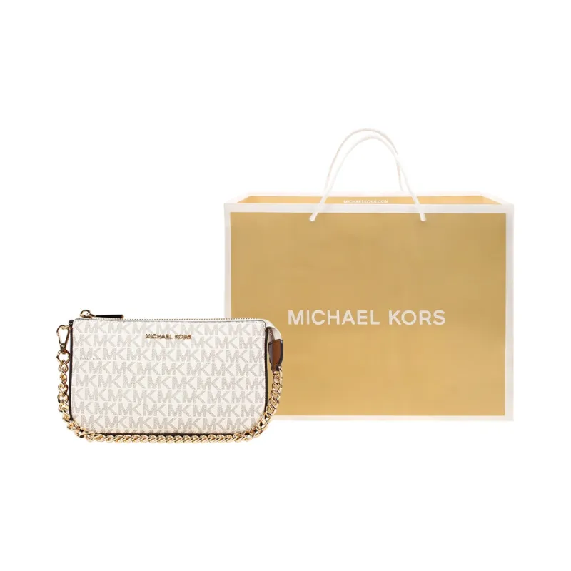 MICHAEL KORS Leather Pochette Handbag, Shoulder Bag Trumpets Women's Vanilla White-6