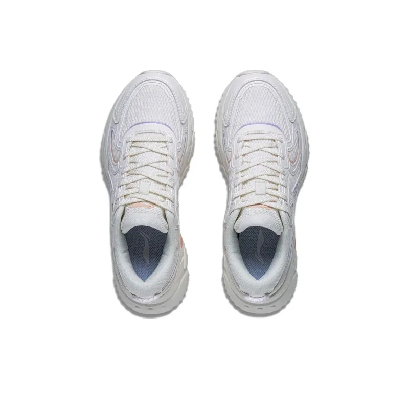 LiNing Pick Up The Light Anti Slip And Wear Resistant Breathable Low Top Running Shoes Women's Mist White-3
