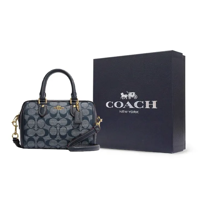 COACH Rowan Fabric Handbag, Shoulder Bag, Crossbody Bag Mini Women's Denim Blue-6