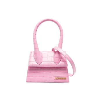 Jacquemus Le Chiquito Moyen Embossed Crocodile Pattern Calfskin Shoulder Bag Crossbody Bag Handbag Women's Pink