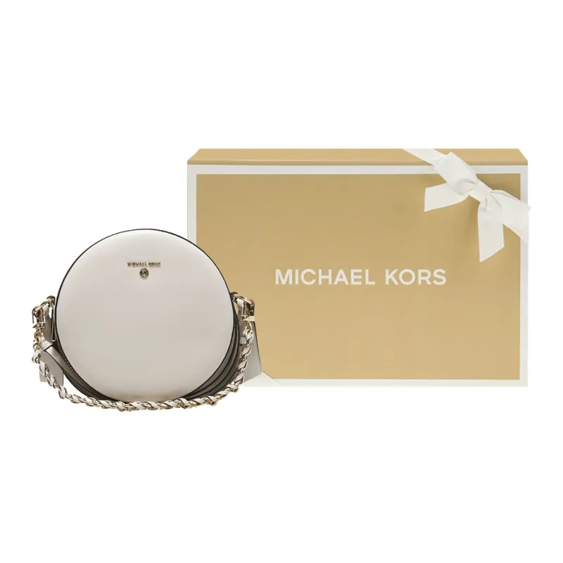 MICHAEL KORS Leather Round Bag, Shoulder Bag, Crossbody Bag Regular Women's Gold White Multicolor-7