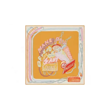 HERMES Chevaloscope Silk Scarves Unisex Yellow