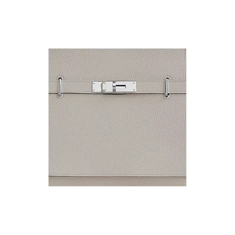 HERMES Jypsiere Clemence Bullock Leather Shoulder Bag Crossbody Bag Women's 8L Beton Glacier White Gray-3