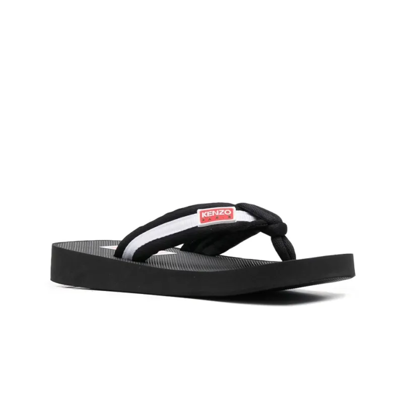 KENZO Logo-patch Striped Flip Flops-2