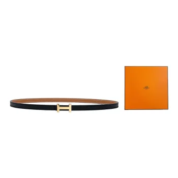 HERMES Focus Leather Belts Women's Black Box