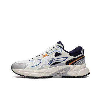 LiNing Pick Up The Light Anti Slip And Wear Resistant Breathable Low Top Running Shoes Men's White Gray Blue