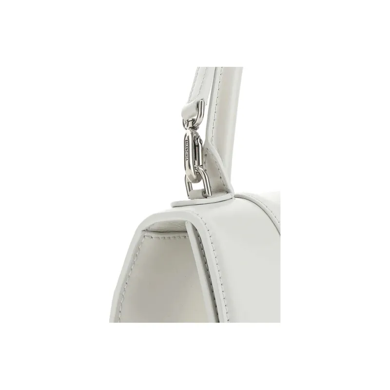 Balenciaga Hourglass Smooth Cow Leather Shoulder Bag Crossbody Bag Handbag Small Size Women's White-3