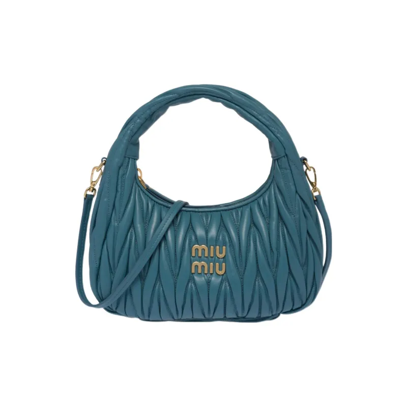 MIU MIU Wander Series Soft Sheep Leather Portable Crossbody Bag Shoulder Bag Women's Sea Blue-0