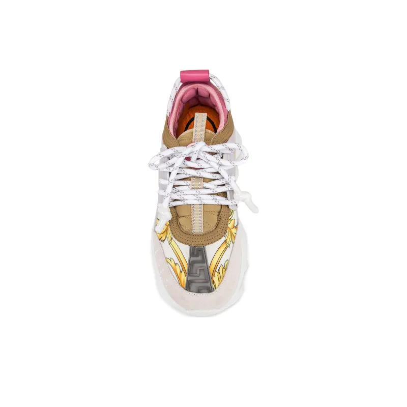 VERSACE Chain Reaction White Pink Yellow Barocco Women's-2
