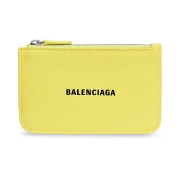 Balenciaga Cash Grained Calfskin Card Clip Card Holder Large Size Women's Yellow