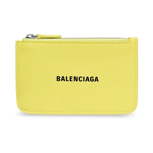 Balenciaga Cash Grained Calfskin Card Clip Card Holder Large Size Women's Yellow