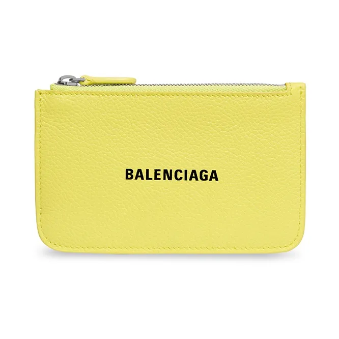 Balenciaga Cash Grained Calfskin Card Clip Card Holder Large Size Women's Yellow-0