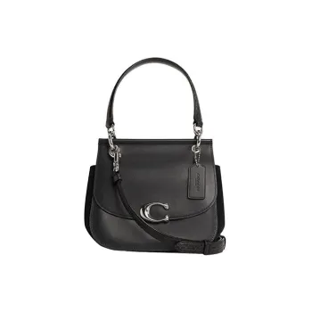 COACH Celia Cow Leather Saddle Bag, Shoulder Bag, Crossbody Bag, Handbag Women's Black