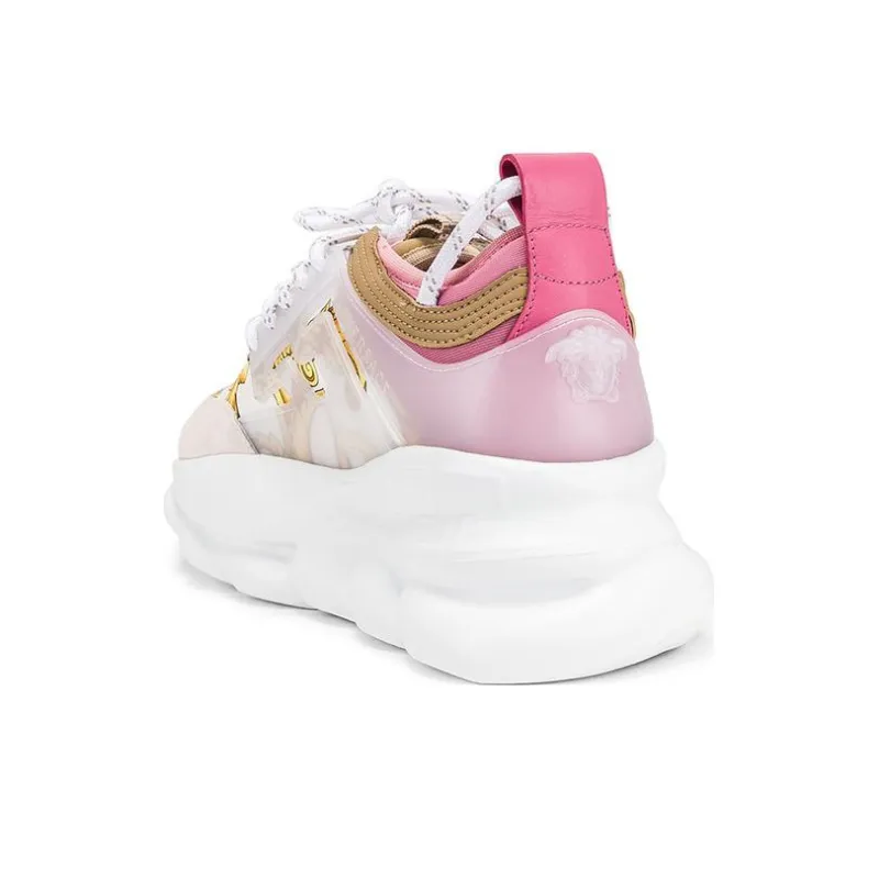 VERSACE Chain Reaction White Pink Yellow Barocco Women's-3