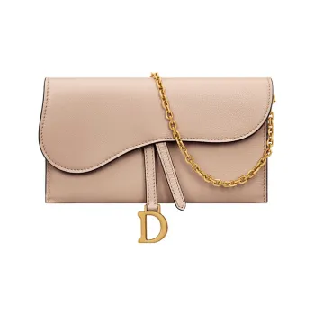 DIOR Saddle Goatskin Saddle Bag Shoulder Bag Crossbody Bag Wallet Women's Sand Pink